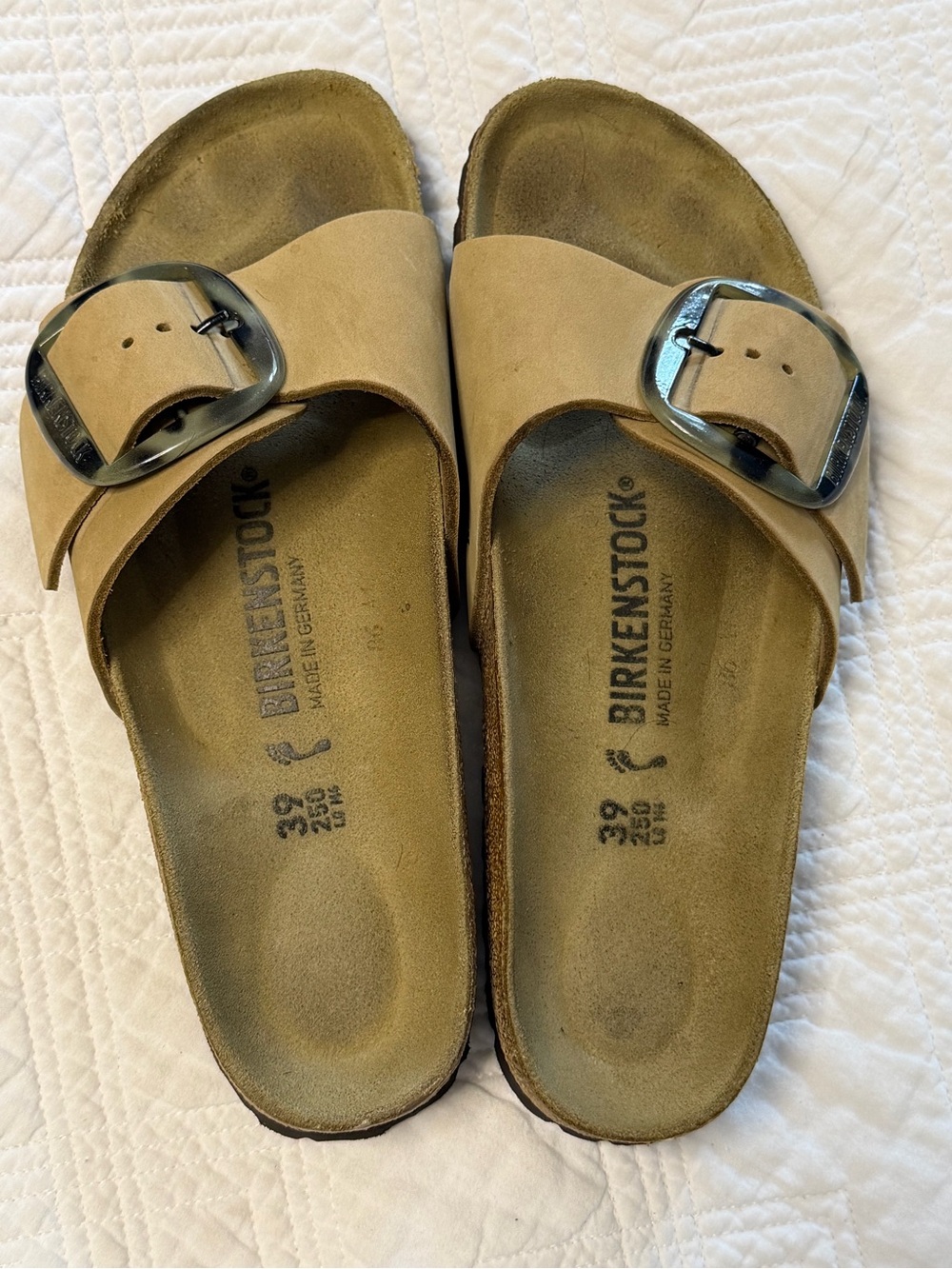Birkenstock Women’s Madrid Big Buckle Sandals in Nubuck Tan Size 8-8.5 (39)